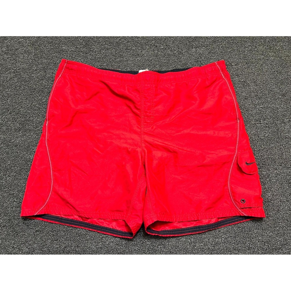 Nike Swim Trunks Mens XL Red Mesh Lined Surfing Diving Beachwear Drawstring